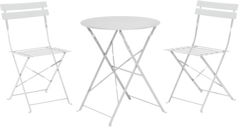 Set mobilier de gradina Bistro, 3 piese, metal, gri