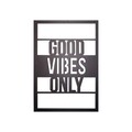 Decoratiune de perete, Good Vibes, Metal, 50 x 70 cm, Negru