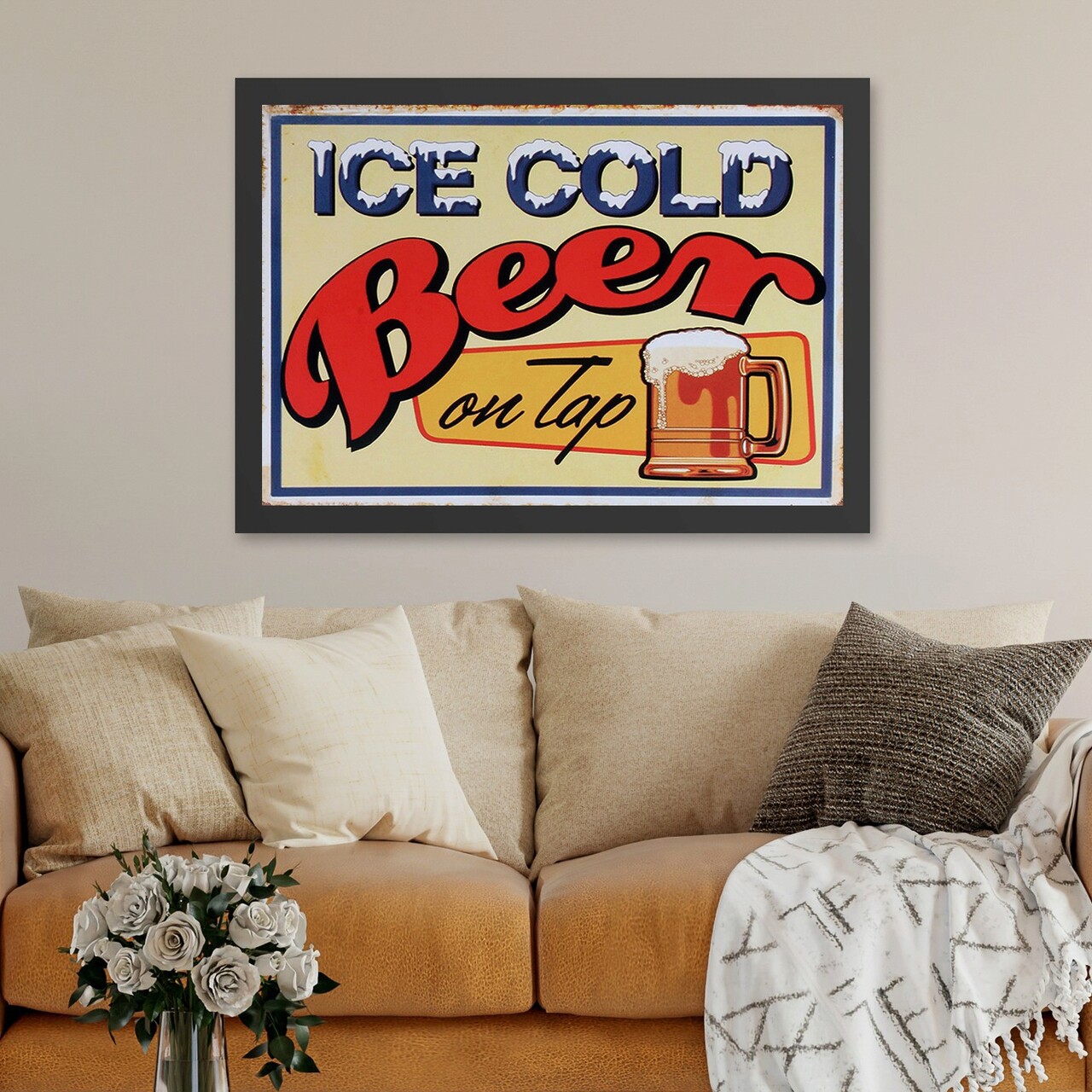 Tablou decorativ, Ice Cold Beer On Tap (55 x 75), MDF , Polistiren, Multicolor