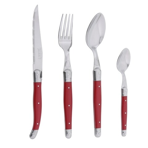 Set tacamuri 24 piese Laguiole Paris, Jean Dubost, inox, rosu