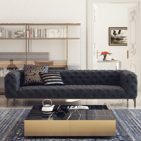 Canapea fixa Fashion, Ndesign, 3 locuri, 235x100x71 cm, lemn, gri