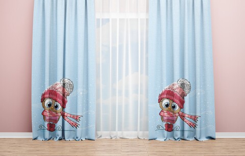 Set 2 draperii Birdy, Oyo Kids, 140x240 cm, poliester, multicolor