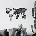 Decoratiune de perete, World Map 8, Metal, 100 x 57 cm, Negru