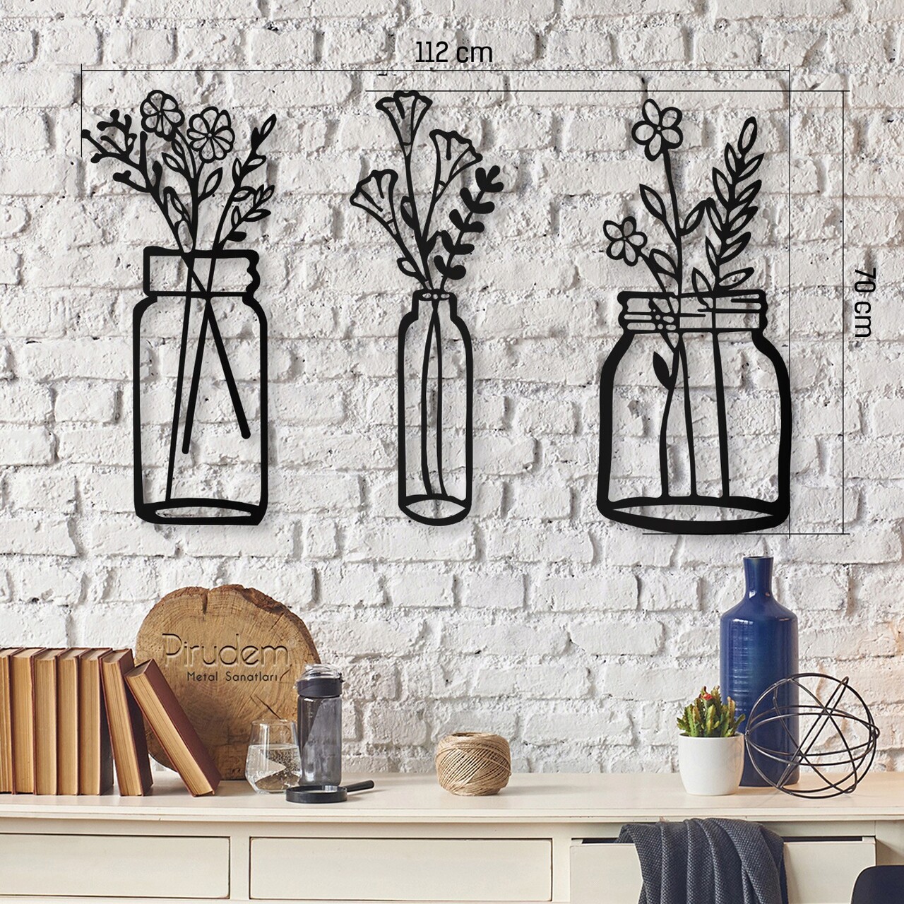 Decoratiune de perete, Life İn The Vases, Metal, Dimensiune: 112 x 70 cm , Negru - 2 | YEO