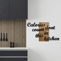 Decoratiune de perete, Calories Dont Count in This Kitchen, Metal/lemn, 98 x 3 x 58 cm, Nuc / Negru