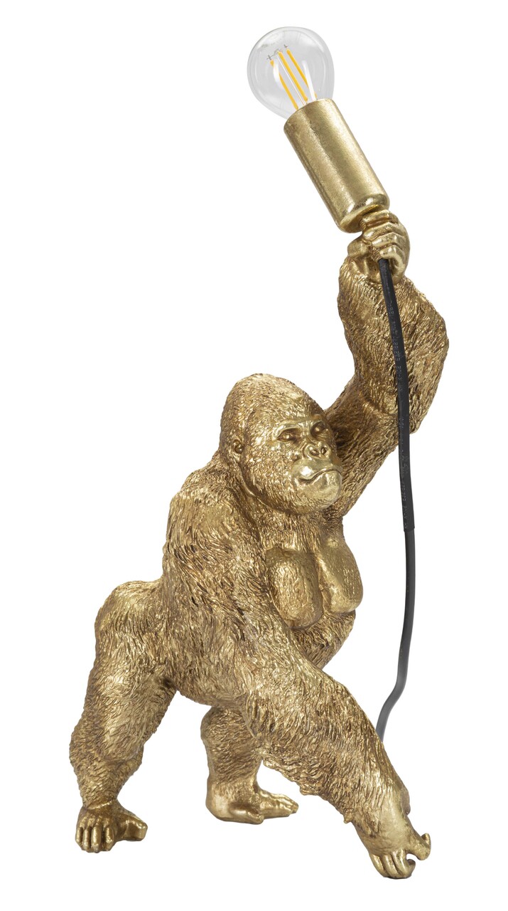 Lampa de masa, Gorilla, Mauro Ferretti, 1 x E14, 25W, 22.5 x 16 x 40 cm, polirasina, auriu