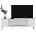 Comoda TV, Olivia, Detas, 150 x 48.2 x 35 cm, pal melaminat, alb/argintiu