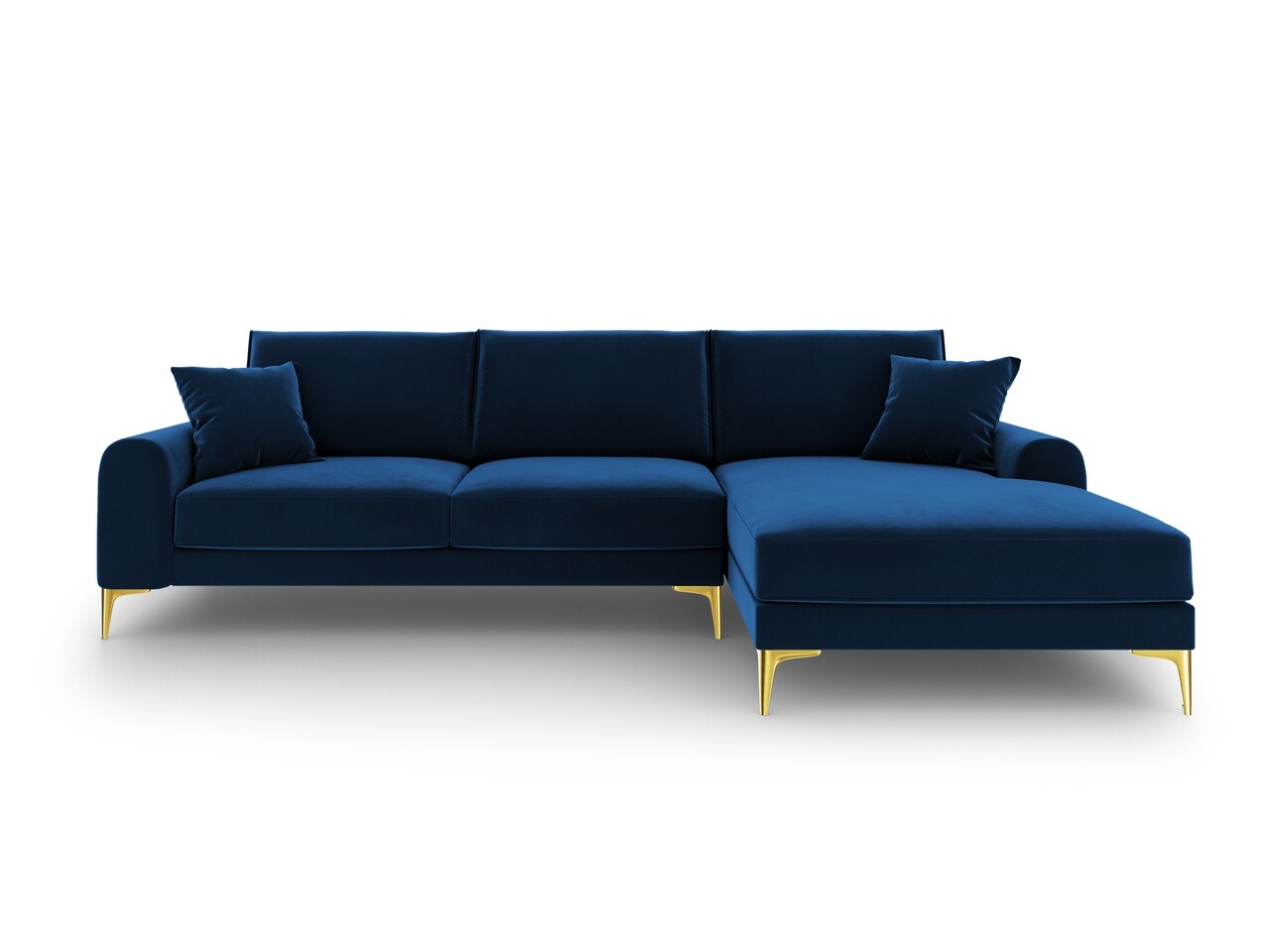 Coltar dreapta, Madara, Mazzini Sofas, 5 locuri, gold legs, 254x182x90 cm, catifea, albastru regal - 1 | YEO