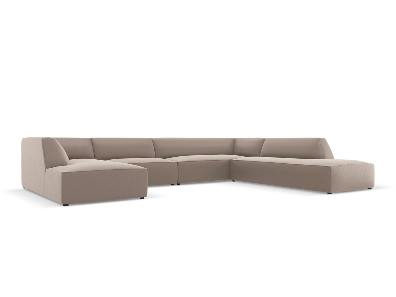 Coltar panoramic dreapta 7 locuri, Ruby, Micadoni Home, BL, 366x273x69 cm, piele ecologica, maro deschis - 1 | YEO