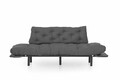 Canapea extensibila Nitta Triple, Futon, 3 locuri, 225x70 cm, metal, gri