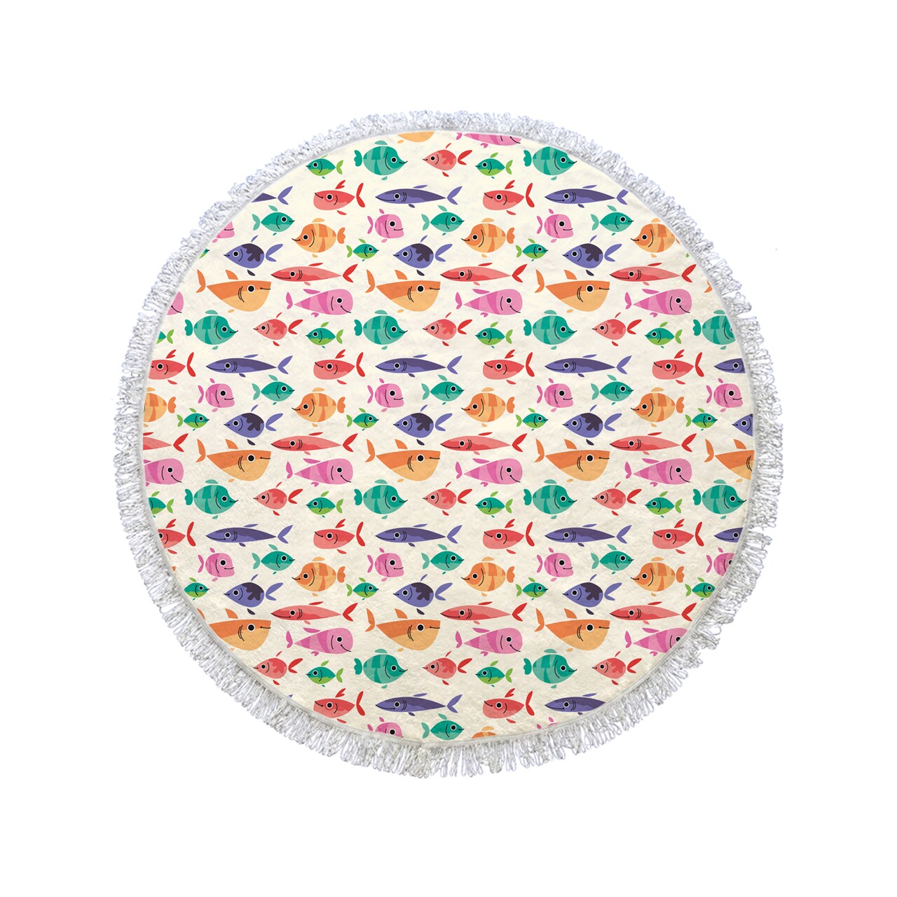 Prosop de plaja Fishes, Oyo Concept, Ø150 cm, policoton, multicolor