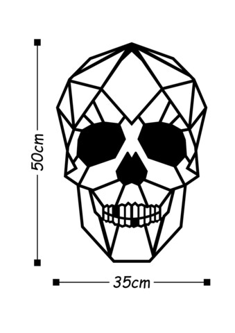 Decoratiune de perete, Skull, Metal, Dimensiune: 35 x 50 cm, Negru