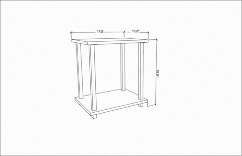 Masuta, Retricy, Gurnee, 44.6x35x48.2 cm, PAL, Negru / Gri închis