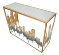 Consola City, Mauro Ferretti,  110 x 38.5 x 81 cm, fier/MDF/sticla, multicolor