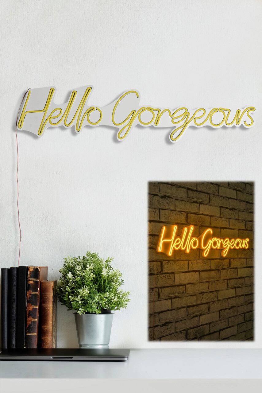 Decoratiune luminoasa LED, Hello Gorgeous, Benzi flexibile de neon, DC 12 V, Galben - 1 | YEO