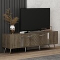 Comoda TV, Olivia, Detas, 150 x 48.2 x 35 cm, pal melaminat, nuc/argintiu