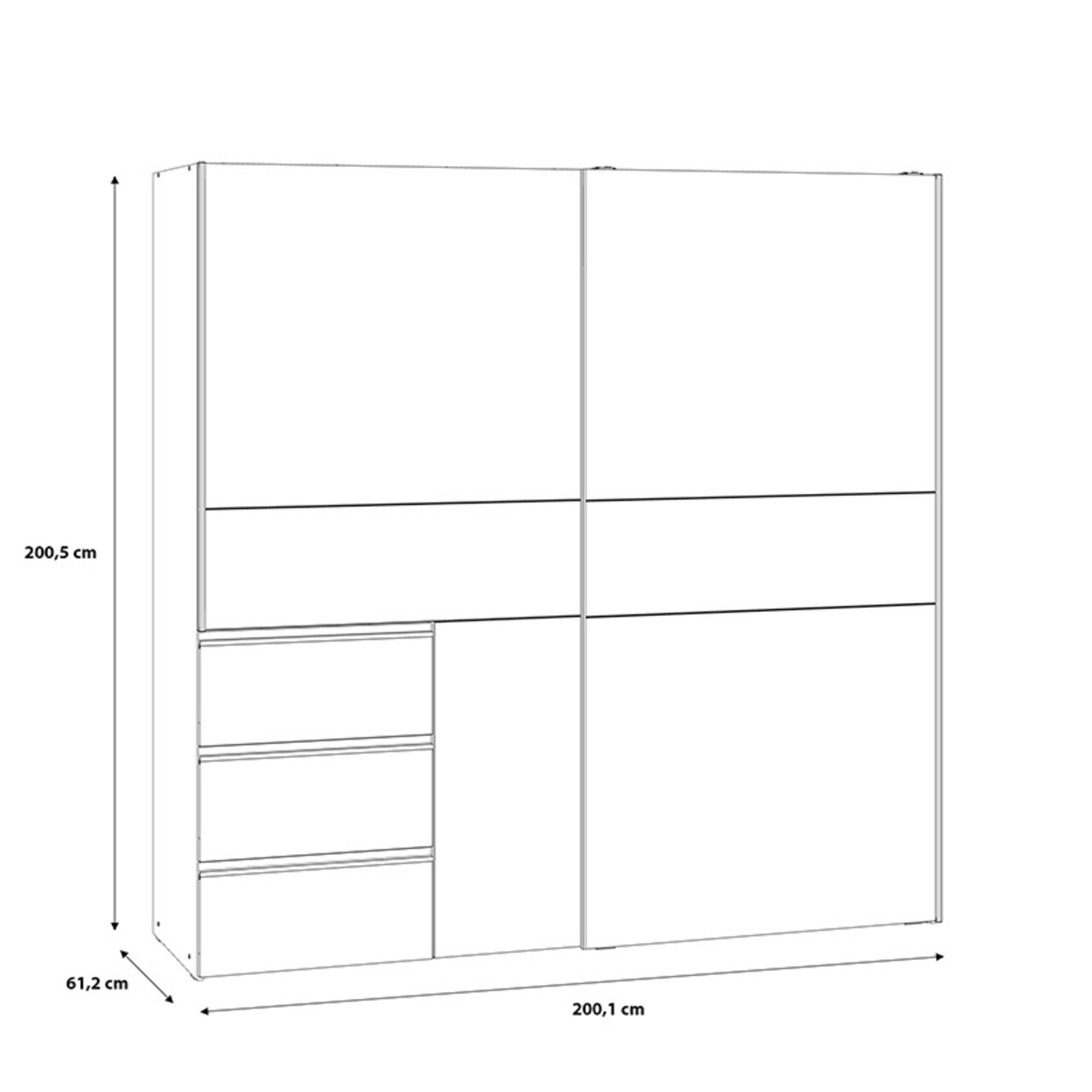 Dulap pentru haine Gotion, Pakoworld, cu 2 usi, 200x61x200.5 cm, PAL/aluminiu, alb