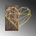 Decoratiune de perete, Heart, 50% lemn/50% metal, Dimensiune: 58 x 58 cm, Nuc / Aur