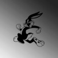 Decoratiune de perete, Bugs Bunny 2, Metal, Dimensiune: 62 x 70 cm, Negru