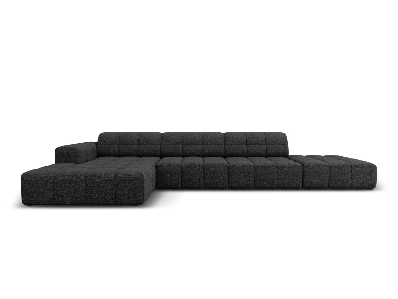 Coltar stanga 5 locuri, Jennifer-140, Micadoni Home, 341x166x70 cm, tesatura chenille din poliester, negru