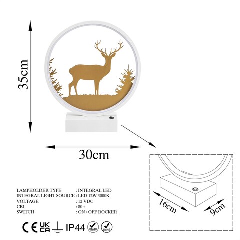 Lampa de masa, Shadow, 526SHD1145, Metal, Alb/Auriu