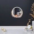 Oglinda decorativa, Palm Mirror S, Metal, Dimensiune: 35 x 34 cm, Maro/Alb