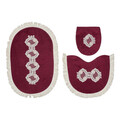 Set covoraș de baie (3 bucăți), Alanur Home, Queen, Poliester, Rosu claret