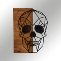 Decoratiune de perete, Skull Metal Decor, lemn/metal, 44 x 58 cm, negru/maro