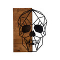 Decoratiune de perete, Skull Metal Decor, lemn/metal, 44 x 58 cm, negru/maro