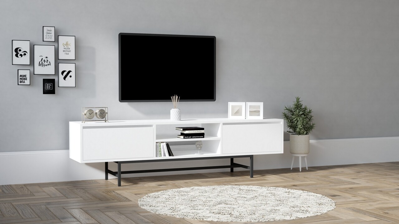 Comoda TV, Asse Home, Tauber, 180 x 50 x 40 cm, pal melaminat, alb - 1 | YEO