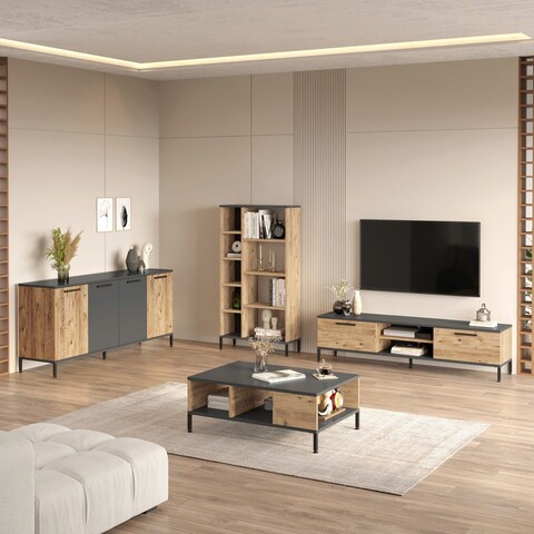 Set mobilier living, Locelso, RL6-AA, Pinul Atlantic / Antracit