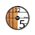 Ceas de perete, Wooden Clock, Lemn/metal, ø56 cm, Nuc / Negru