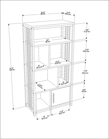 Corp biblioteca, Zena Home, Valero, 60x120x29.6 cm, PAL, Verde/Alb