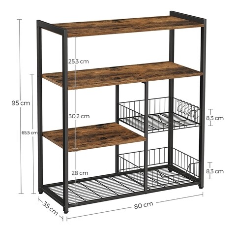 Dulap de bucatarie, Vasagle, 80 x 35 x 95 cm, otel/PAL, maro rustic