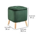 Taburet cu spatiu de depozitare ascuns, Wenko, Velvet, 2 in 1, 36.5 x 36 x 41 cm, lemn/poliester, verde