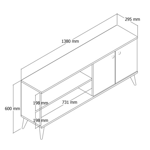 Comoda TV, Mezza, Everest 1574, 138x60x29.5 cm, Alb