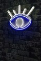 Decoratiune luminoasa LED, Evil Eye,  Benzi flexibile de neon, DC 12 V, Alb/Albastru