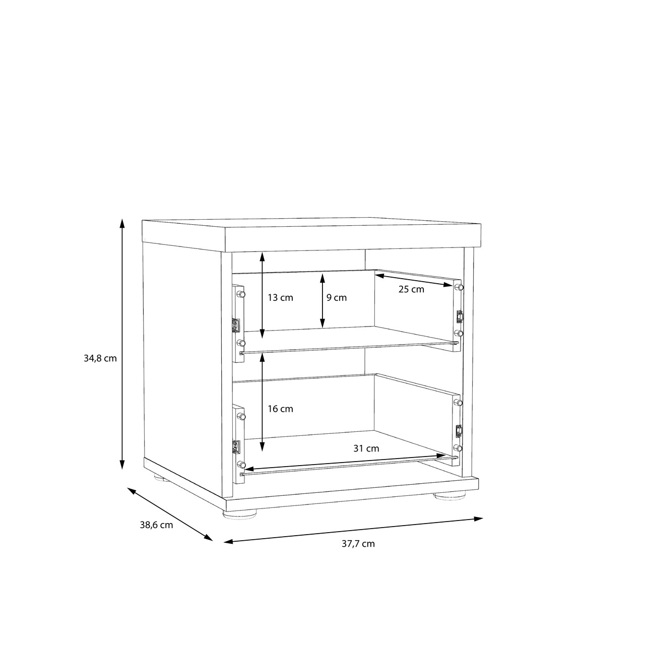 Noptiera Wijk, Bedora, 37.7x34.8x38.6 cm, PAL/plastic, maro antic/gri inchis