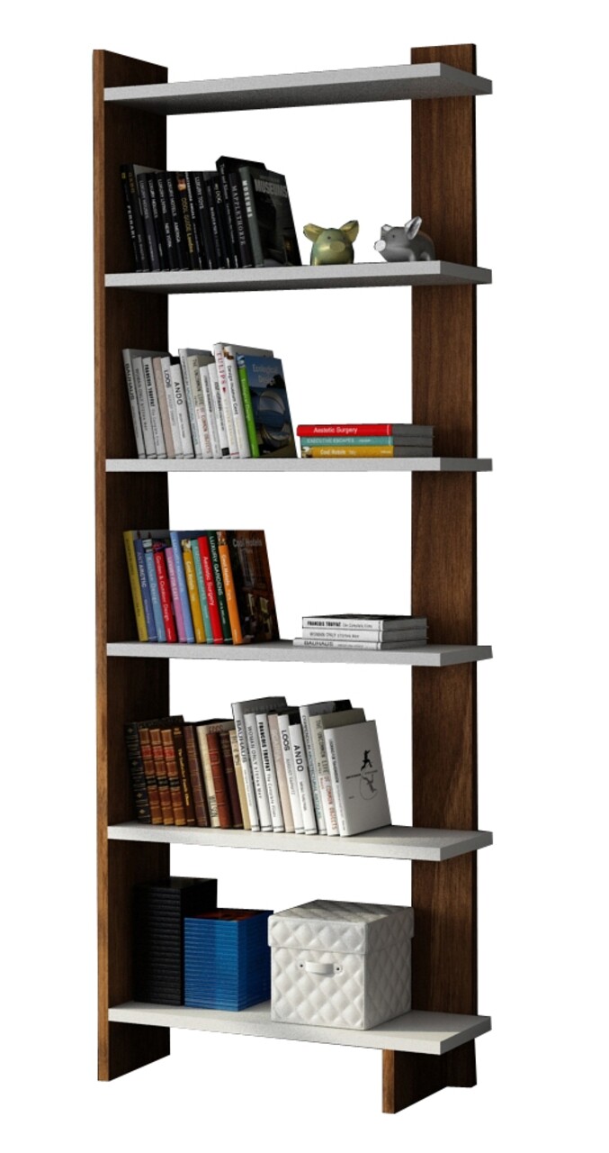 Biblioteca Order, Moblert, 47x22x170 cm, alb/maro - 2 | YEO