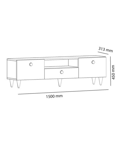 Comoda TV Cavelli, Arnetti, 150 x 31.3 x 45 cm, oak/negru