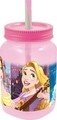 Pahar tip borcan cu pai Princess, Disney, 500 ml, plastic