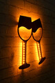 Decoratiune luminoasa LED, Wine Glasses, MDF, 60 LED-uri, Galben