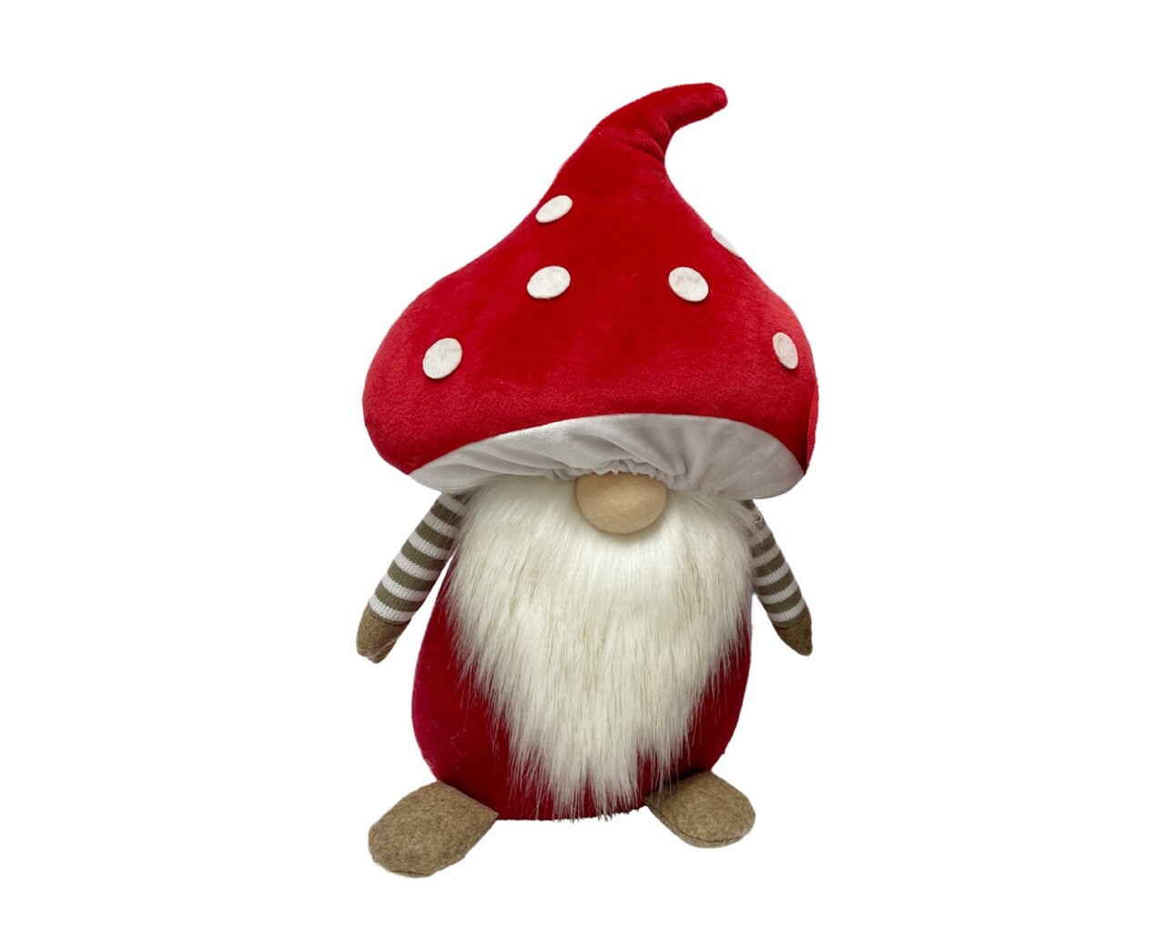 Opritor pentru usa Mushroom Gnome White Dots V1, Decoris, 21x16x33 cm, poliester, rosu