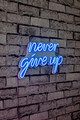 Decoratiune luminoasa LED, Never Give Up, Benzi flexibile de neon, DC 12 V, Albastru