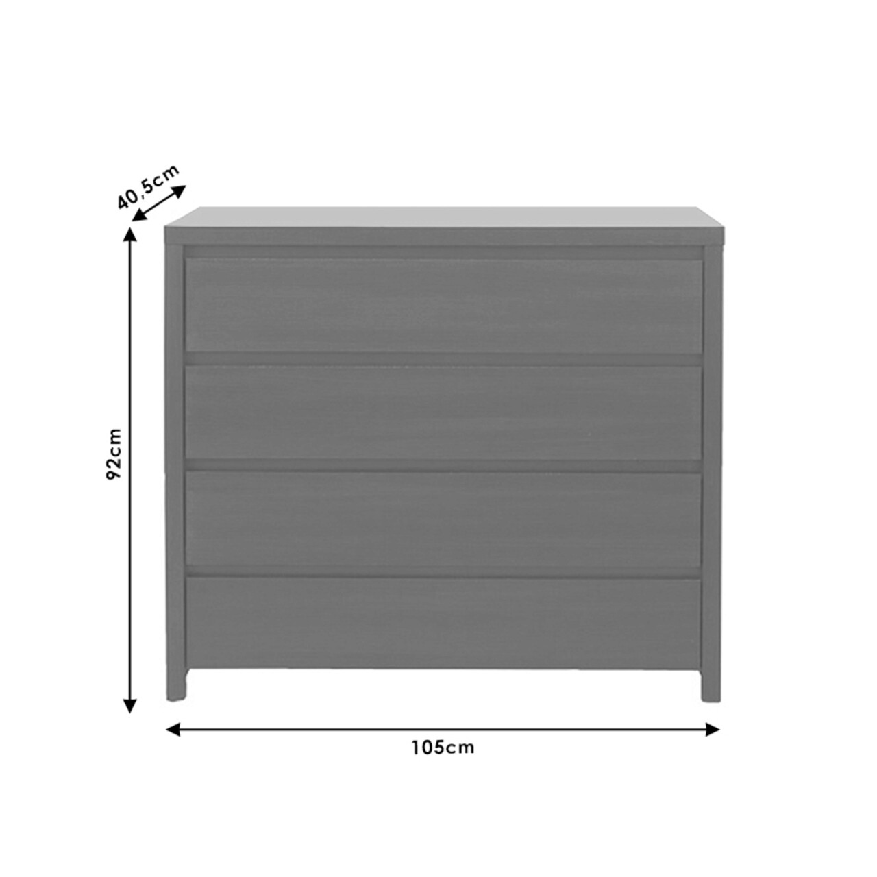 Comoda cu 4 sertare Selina, Pakoworld, 105x40.5x92 cm, PAL melaminat, wenge