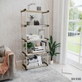 Organizator multifunctional, Seowood, cu 5 rafturi, 117 x 56 x 28 cm, lemn solid, natur