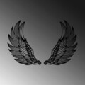 Decoratiune de perete, Angel Wings, Metal, 48 x 65 cm, 2 piese, Negru