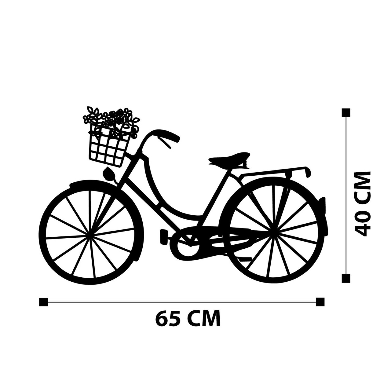 Decoratiune de perete, Bike, metal, 65 x 40 cm, negru