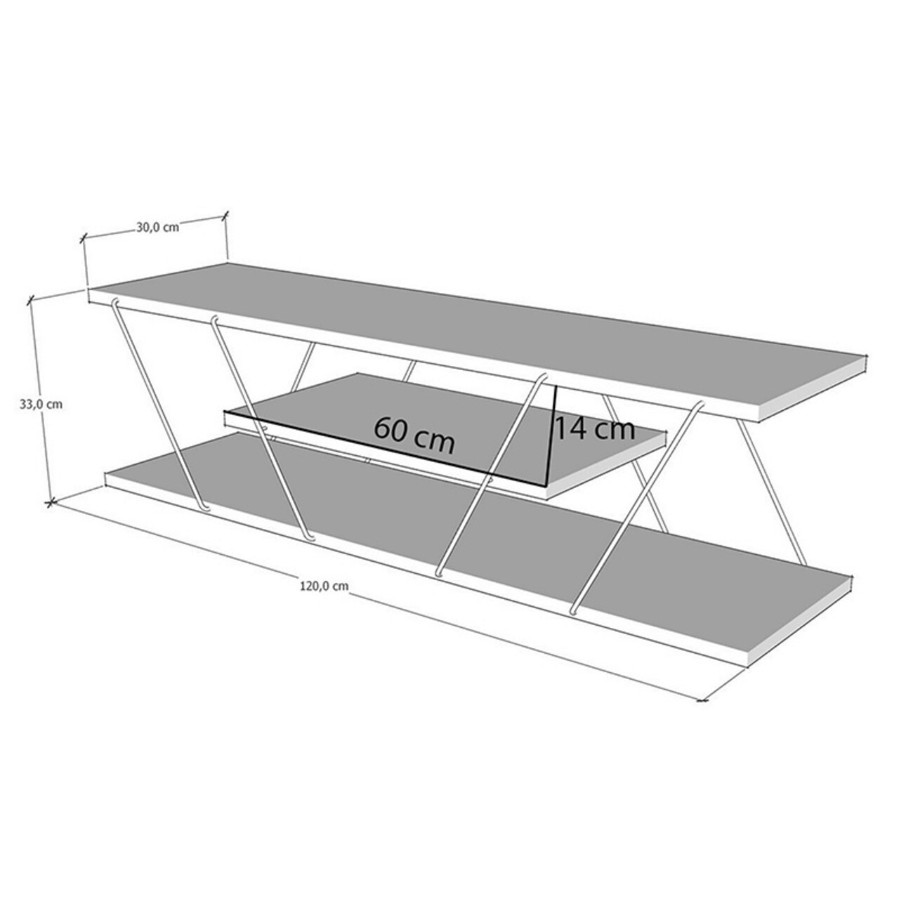 Comoda TV Tars, Pakoworld, 120x30x33 cm, PAL melaminat, antracit