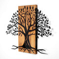 Decoratiune de perete, Willow, Lemn/metal, Dimensiune: 80 x 58 cm, Nuc / Negru